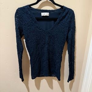 Abercrombie & Fitch Navy Lace Long Sleeve Top